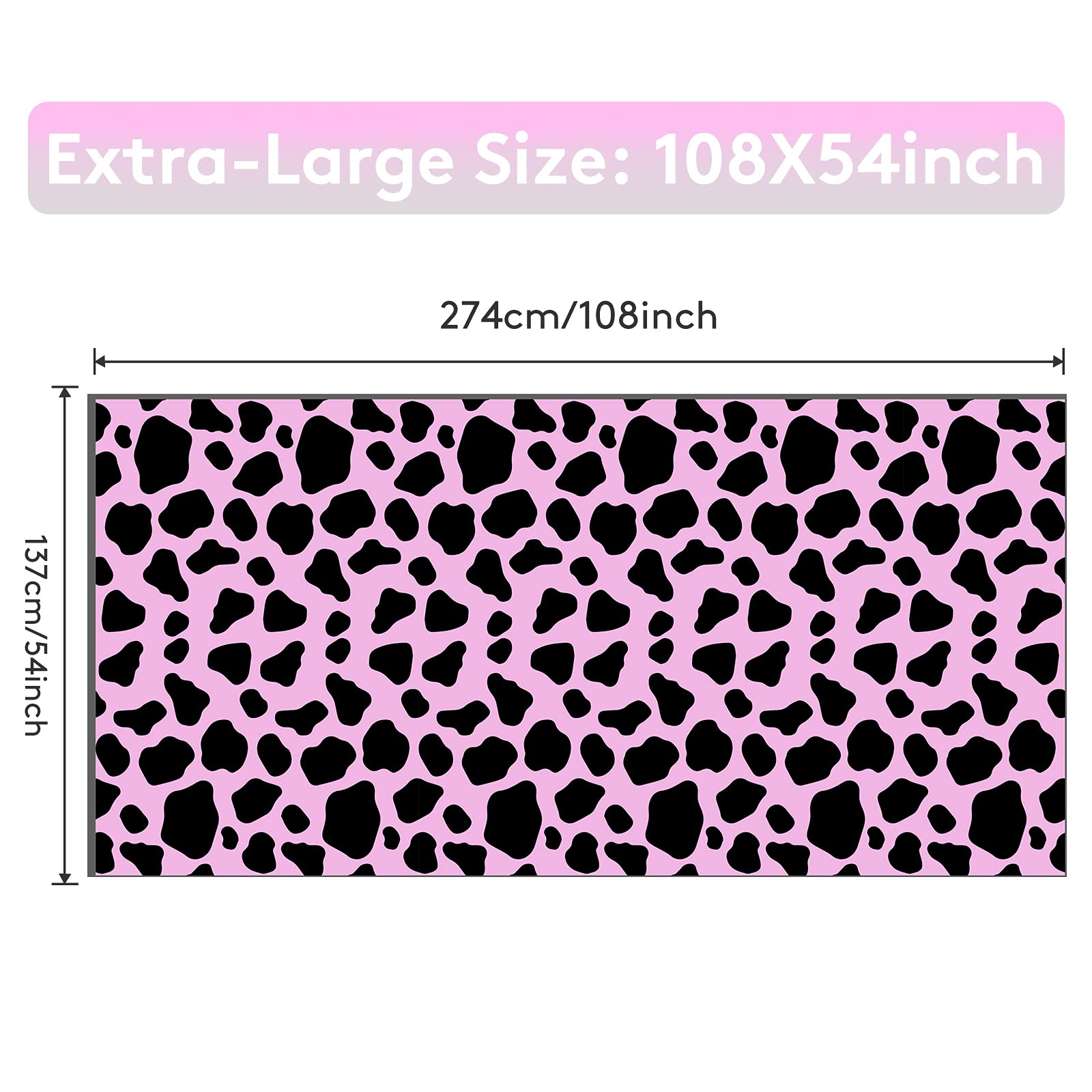 FZR Legend Cow Print Tablecloth,Extra-Large 108”x 54”Disposable Cow Pink Table Cover, Ideal Party Supplies for Farm Cow Themed Birthday Decoration (1