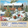 Bits and Pieces - 500 Piece Jigsaw Puzzle for Adults - Countryside Christmas - Winter Holiday Snowman Jigsaw Puzzle by Artist Alan Giana, Completed