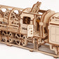 UGEARS Locomotive with Tender Mechanical 3D Puzzle, Wooden Construction Set, Business Gift, Christmas and Thanksgiving Present, Adult Craft Set