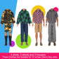 ZTWEDEN 32Pcs Doll Clothes and Accessories for 12 Inch Boy Dolls Include 20 Different Wear Clothes Shirt Jeans Beach Shorts 4 Pairs of Shoes, Glasses