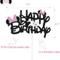 Black Glitter Minnie Inspired Happy Birthday Cake Topper with Pink Bows and White Gloves Girls Birthday Party Decorations Supplies