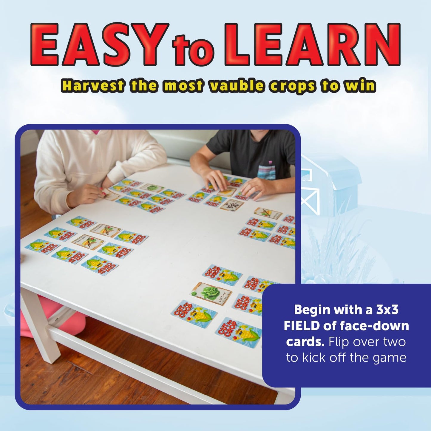 Continuum Games Cut The Crop Card Game The 3 in a Row Farm Themed Matching Memory Game for 2-6 Players Ages 6 and Up