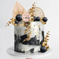 Boho Cake Topper Happy Birthday Cake Decorations with Balls Eucalyptus for Wedding Birthday Supplies (Black)
