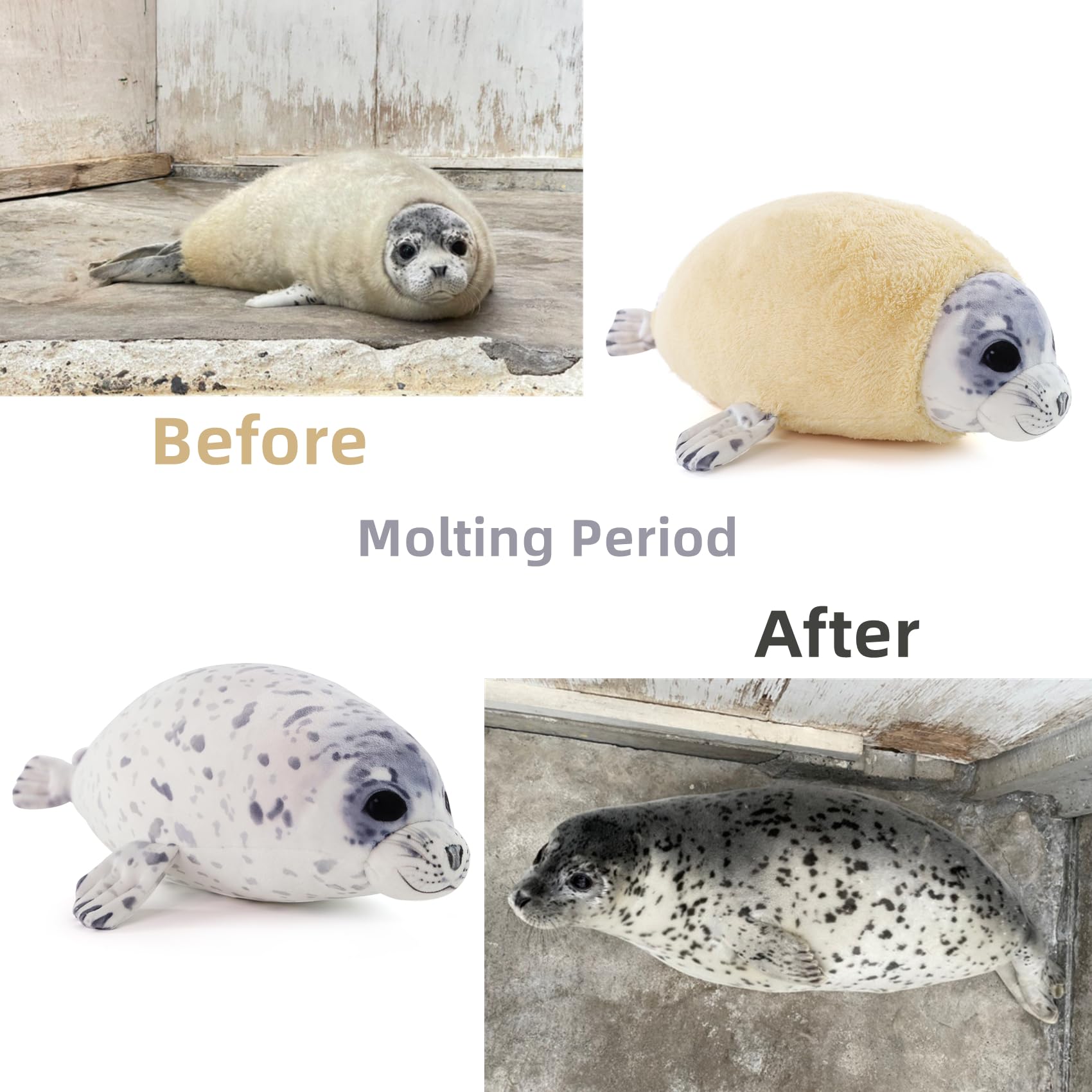 Chubby Blob Young Seal Pillow Soft Plushies, Cute Ocean Stuffed Animals Plush Toy, Room Decor,Throw Pillow Doll Big Plush Toys Gift