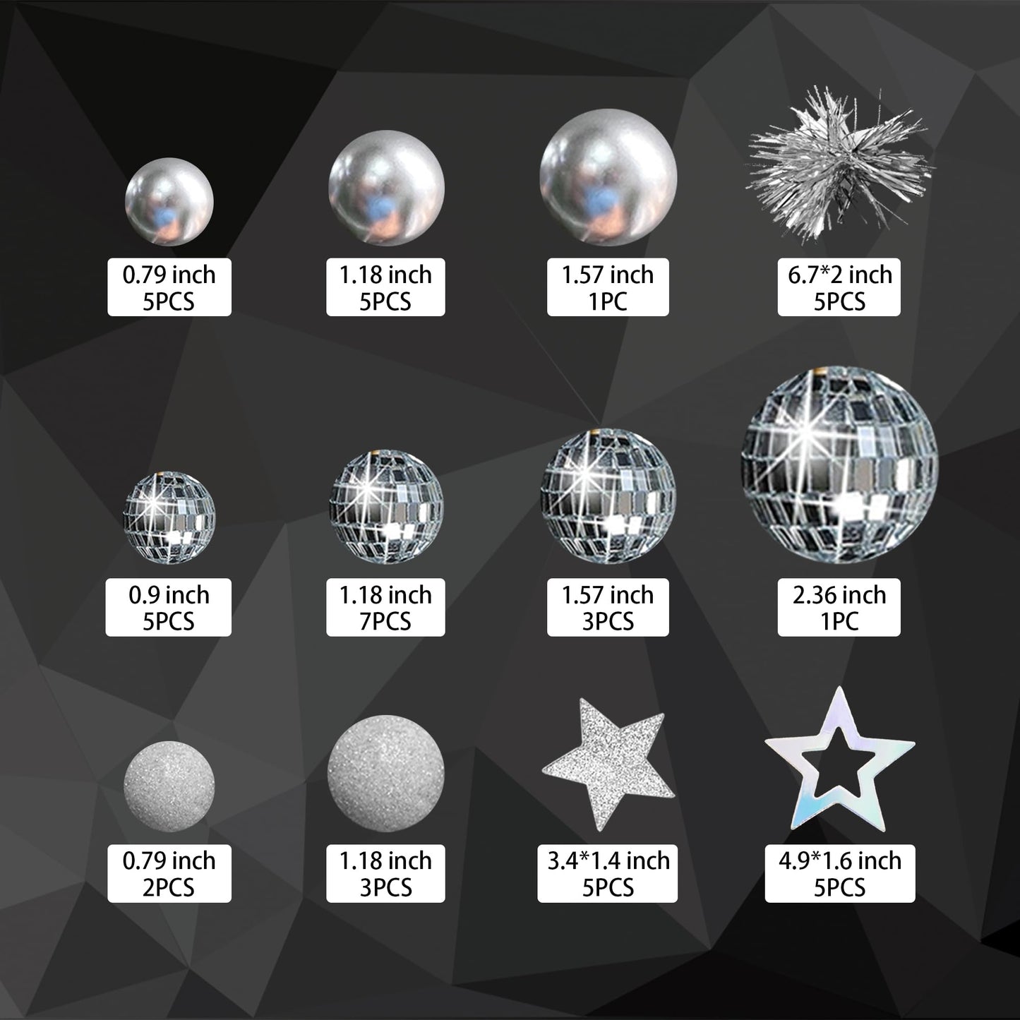 Disco Ball Cake Topper Mirror Balls Cake Decorations with Silver Stars Cake Topper for 70s 80s Disco Dance Saturday Night Fever Birthday Supplies