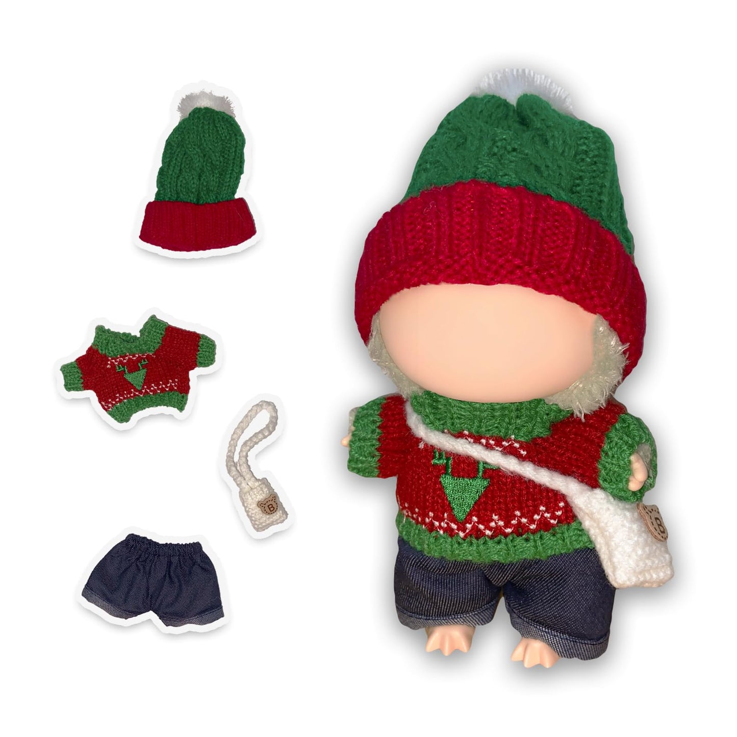 Clothes for Lububu 17cm Dolls(NO Doll) Outfit with Accessories Suit for Lububu Cute Stylish,Dress Up 4 Piece Set Hat Clothing Bag for lububu