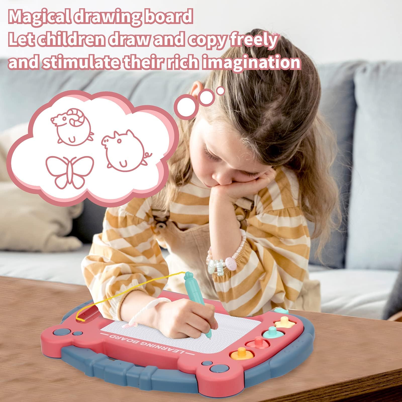 HCFJEH Magnetic Drawing Board for Toddlers 3, Color Erasable Doodle Writing Pad, Learning Painting Sketch Pad, Best Birthday Easter Christmas