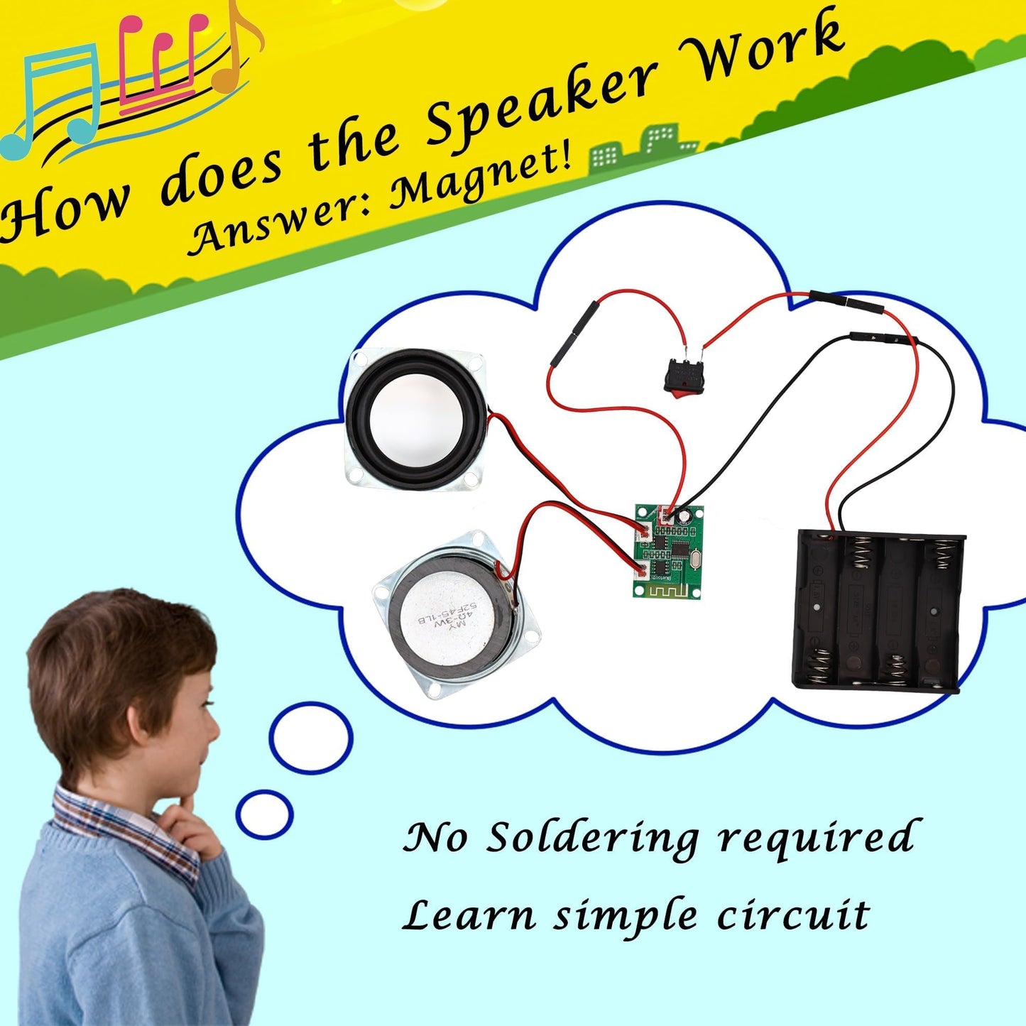 DIY Bluetooth Speaker Kit, Stem Projects for Kids Ages 8-12, Science STEM Kits for Kids Ages 10-12-14-16, Gifts for 9 10 11 12 13 14 15 16 Year Old