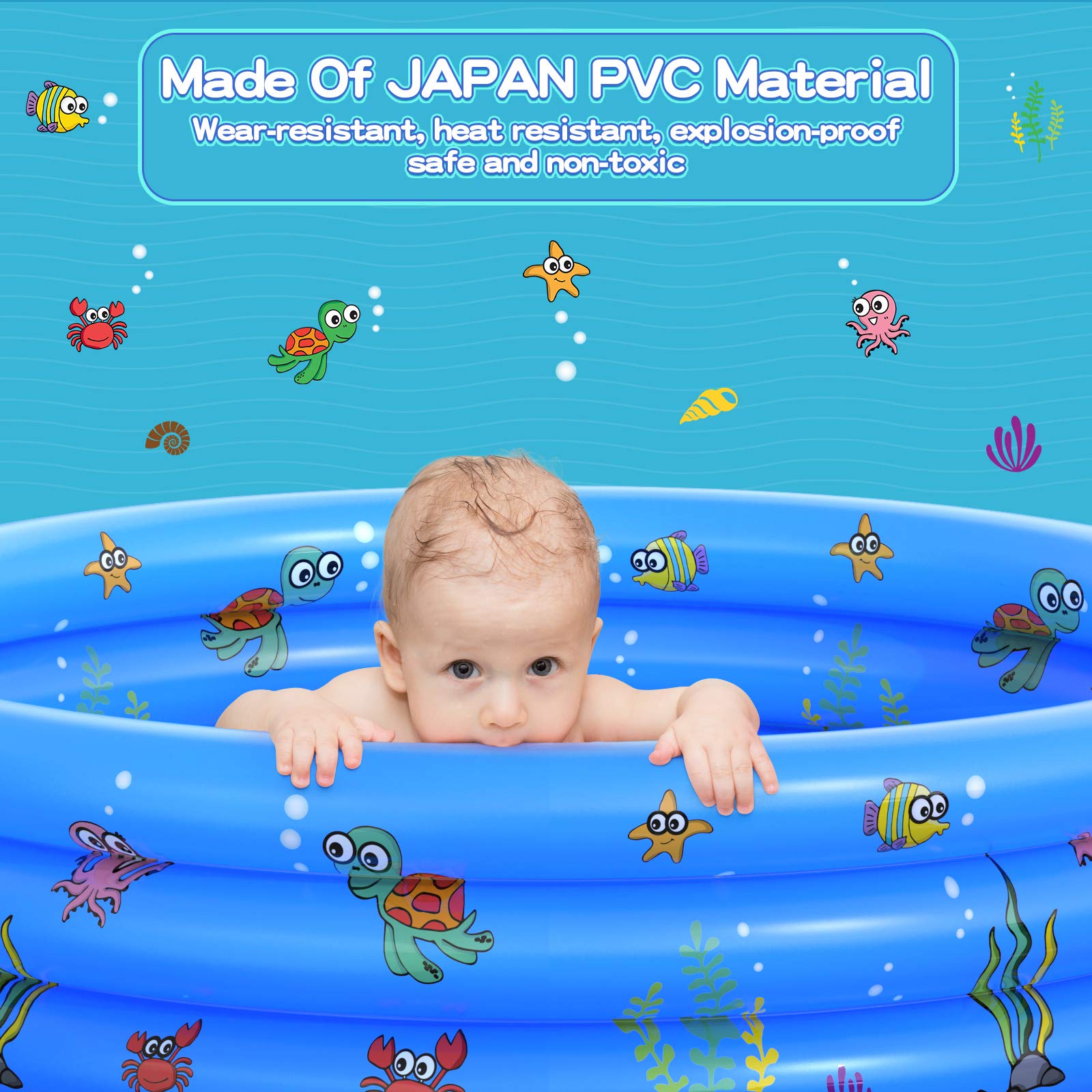 Garden Round Inflatable Baby Swimming Pool, Portable Inflatable Child/Children Little Pump Pool,Kiddie Paddling Pool Indoor&Outdoor Toddler Water Game