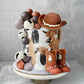 16PCS Cowboy Cake Topper Cowboy Hat and Boot Balls Cake Decorations Western Cowboy Birthday Baby Shower Party Decorations (Brown)