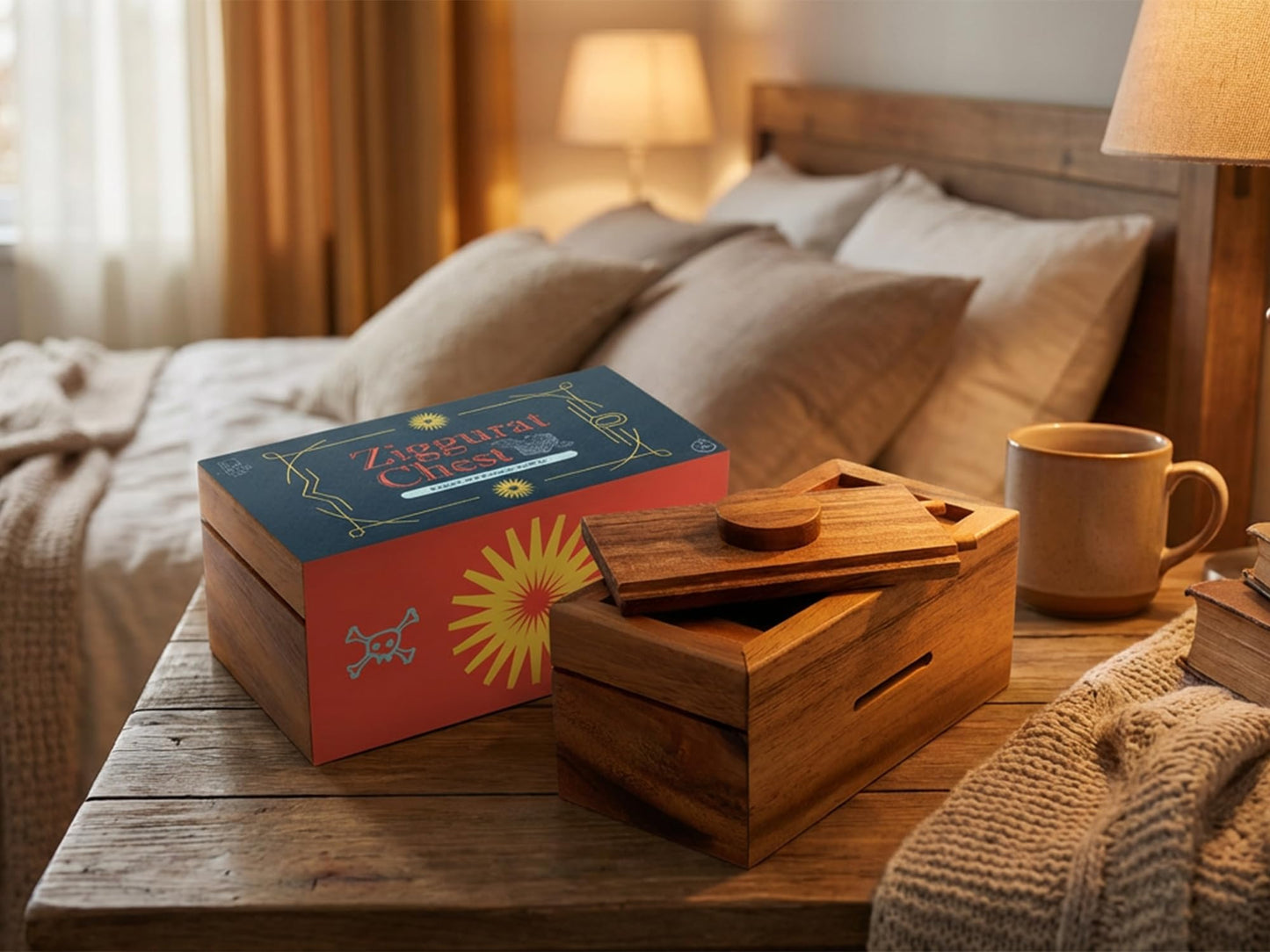BSIRI Ziggurat Chest Secret Box for Adults Brain Teaser Wooden Money Puzzle Boxes for Cash with Hidden Compartments Ideal Mystery Jewelry 3D Items