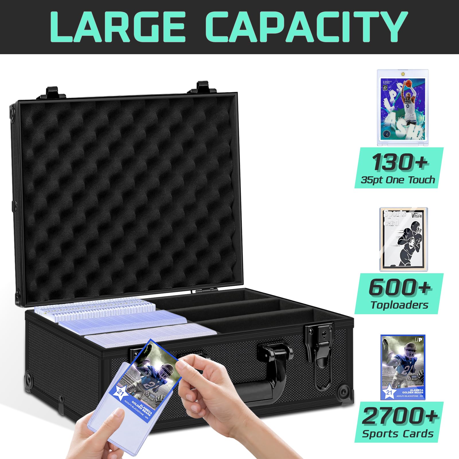 PAPNIX Toploader Storage Box for 3” x 4” 35pt Rigid Cards, Holds 600+ Toploaders or 135+ Magnetic Holders, Sports Card Storage Case Organizer with