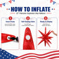 6 Pieces 27 Inches Red White Blue Star Explosion Balloons, Large 14-Pointed One-Piece Cone Stars Fireworks Aluminum Foil Balloons for 4th of July