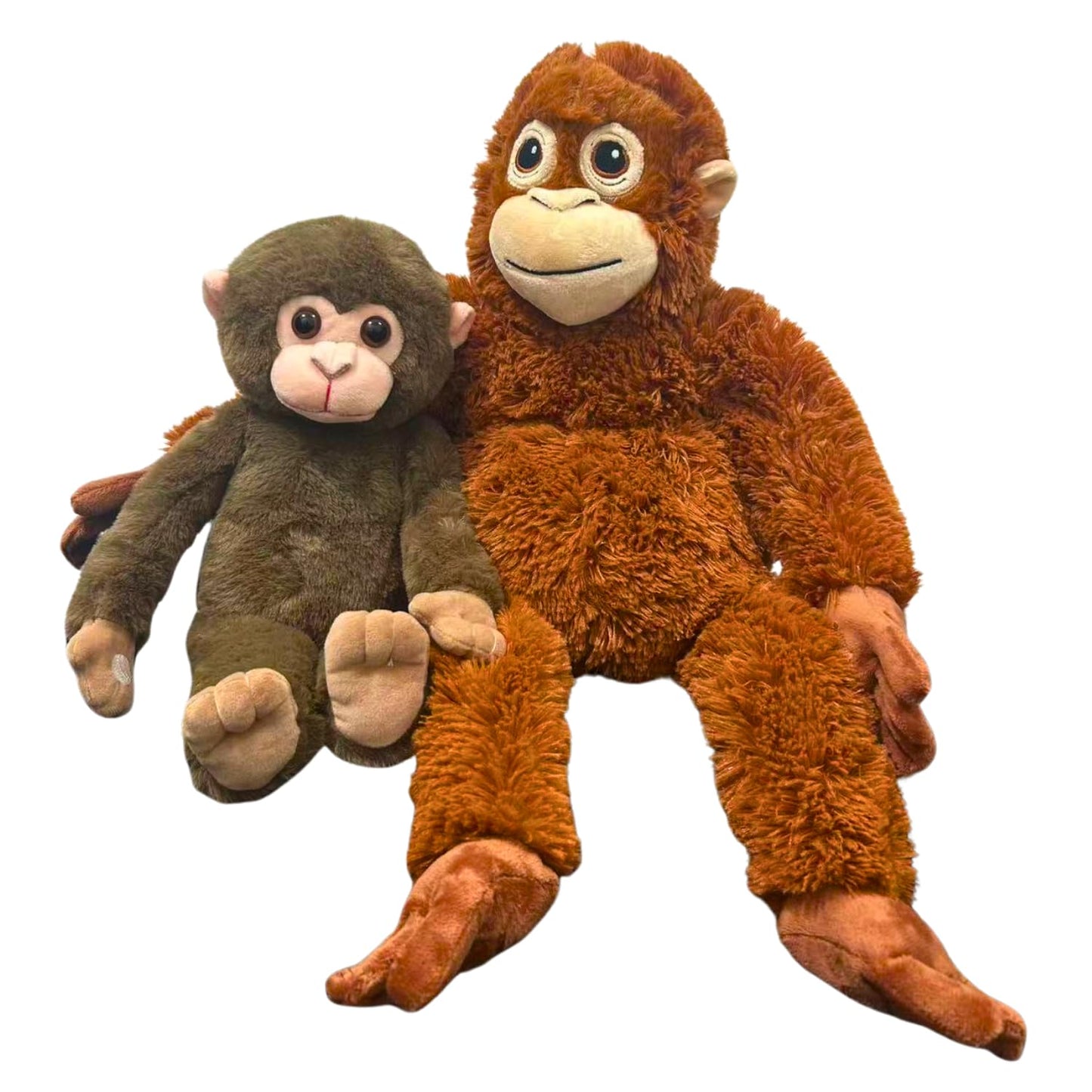 TQJOUJOU Punch Monkey Plush Toys, 2Pcs Baby Monkey & Orangutan Stuffed Animals, 26'' Cuddly Huggable Orangutan Plushies Doll, Gift for Kids and Adults