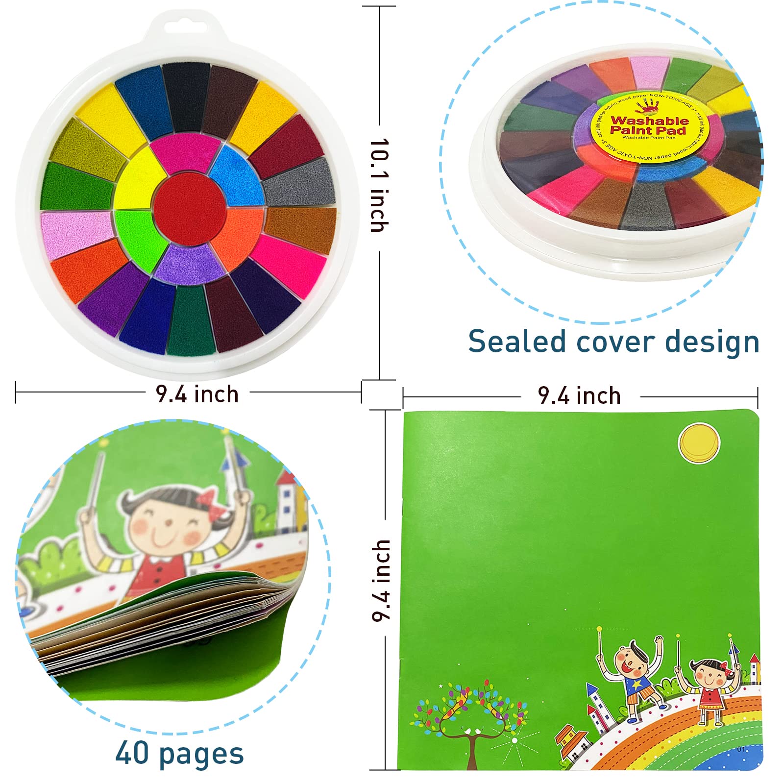 Fottaqqan 25 Color Book Finger Painting Kit Drawing Toys,Album Educational Tool Kit,Washable Children's Supplies for Birthday Kindergarten,Early