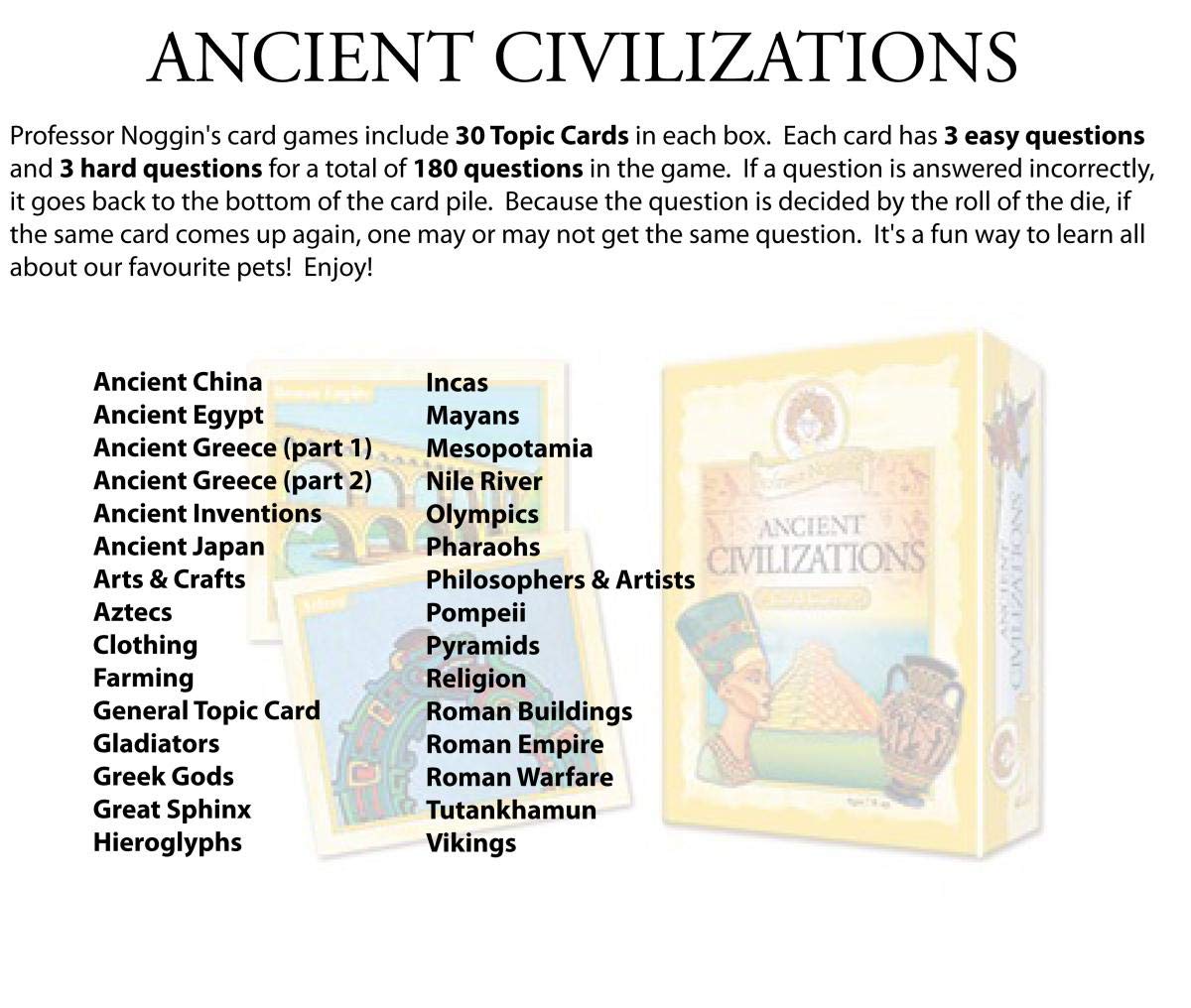 Professor Noggin's Ancient Civilizations, A Educational Trivia Based Card Game For Kids, Ages 7+