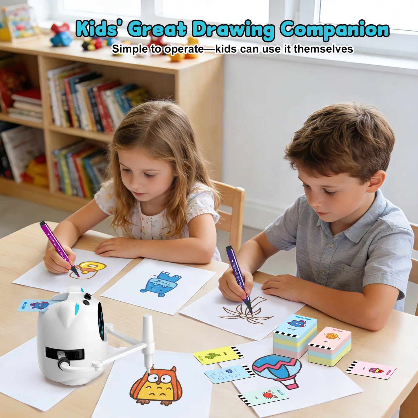Vynloxzoo Drawing Robot for Kids, Educational Learning Drawing Toy Doodle Bot, 3 4 5 6 7 8 Year Old Boys Girls Birthday Gift, Kids Toys for Ages 5-7