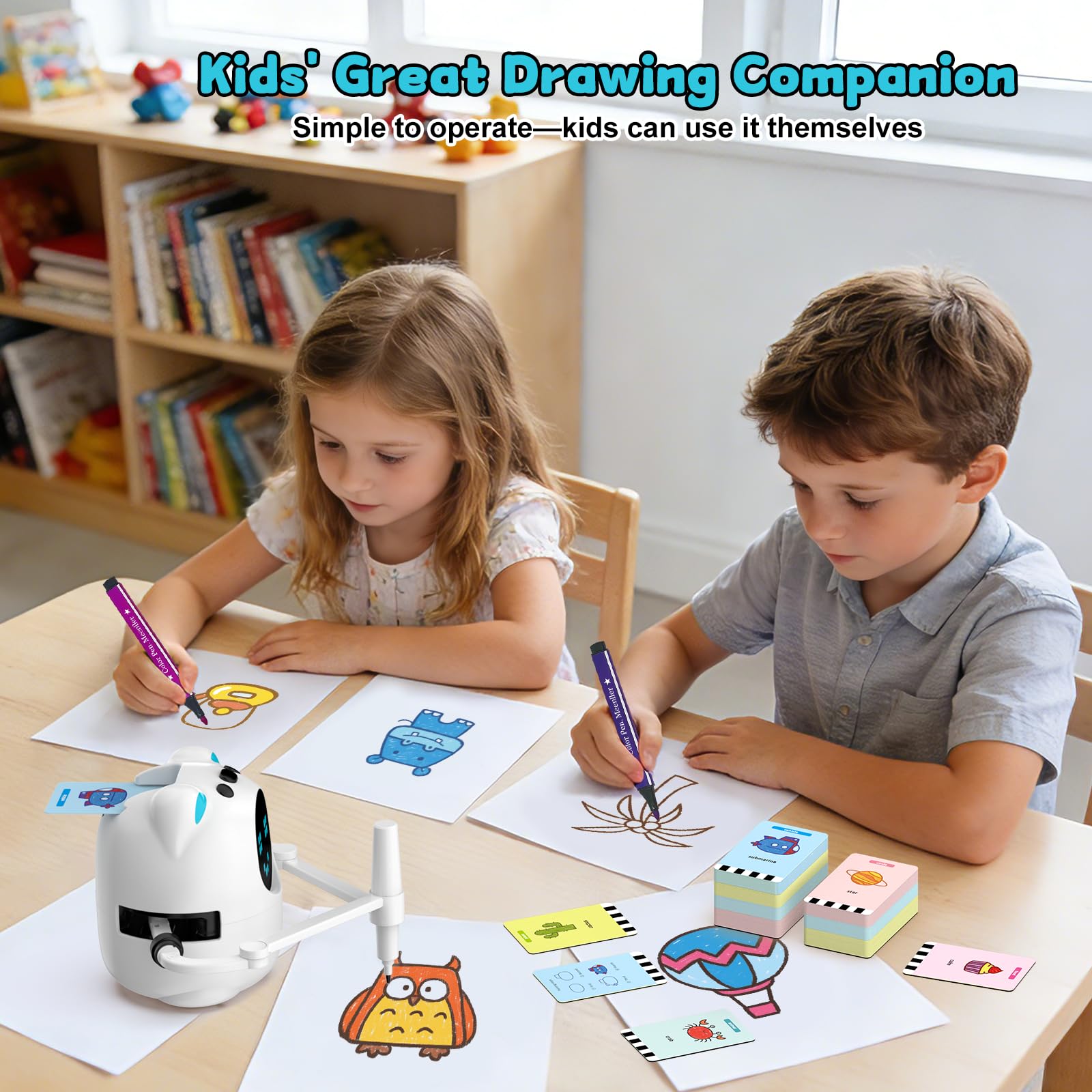 Vynloxzoo Drawing Robot for Kids, Educational Learning Drawing Toy Doodle Bot, 3 4 5 6 7 8 Year Old Boys Girls Birthday Gift, Kids Toys for Ages 5-7