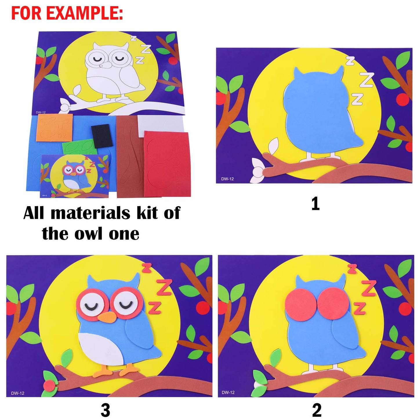 Lovyan 3D EVA Foam Stickers for Toddlers 12PCS Sticky Foam DIY Craft Preschool Art Class Drawing Sticker Puzzle Art Kit for Kids Boys Girls (Cartoon
