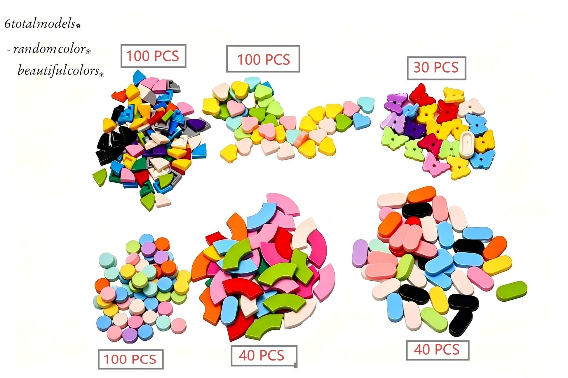 410 Piece Classic Building Tile Round Heart, Tiles Round Corner ? Butterfly, Compatible with Lego Parts.