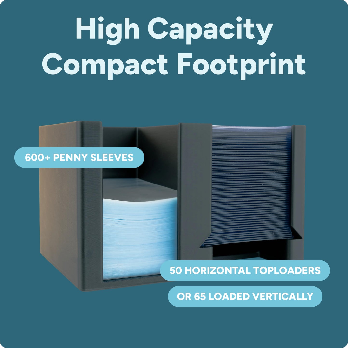 Trading Card Toploader & Penny Sleeve Station with Anti-Slip Base & Tool Storage | Dual Compartment Heavy-Duty Dispenser for Sports Cards & TCG |