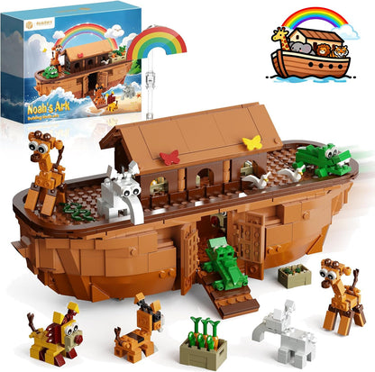 Noah's Ark Building Blocks Set - 845 PCS Deluxe Bible Story Model Kit for Adults, Boys & Girls, Interactive Religious Construction Toy, Ideal