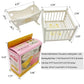 Miniature Dollhouse Furniture Set,Mini Doll Rocking Crib + Square Bed, Dollhouse Furniture Crib Wobble Toys Baby Doll Cradle White Wooden Bamboo Silk