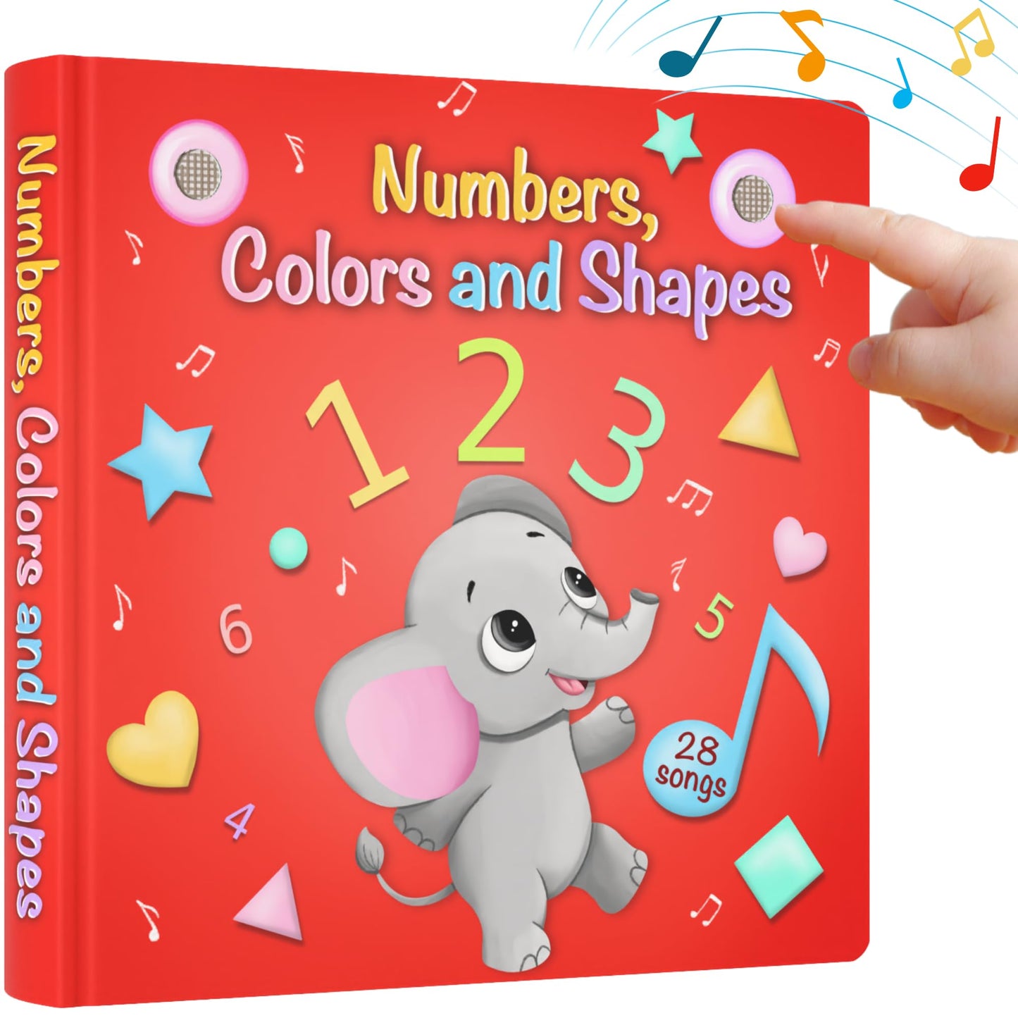 LEARNING BUGS Numbers, Colors & Shapes - 28 Favorite Counting Nursery Rhymes, Musical Books for Toddlers, 28-Button Music Book, Musical Toys