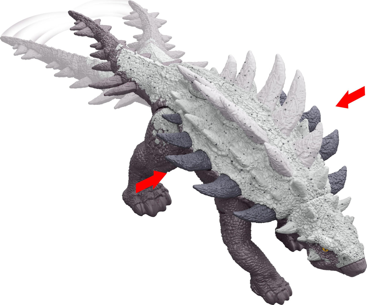 Mattel Jurassic World Strike Attack Dinosaur Toy with Single-Strike Action & Movable Joints, Gastonia Action Figure Includes Digital Play