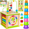 Wooden Activity Cube for 1 Year Old - 1 Year Old Boy Gifts - 1 Year Old Boy Toys - Educational Toys for 1 Year Old - Busy Cube with Bead Maze Toy