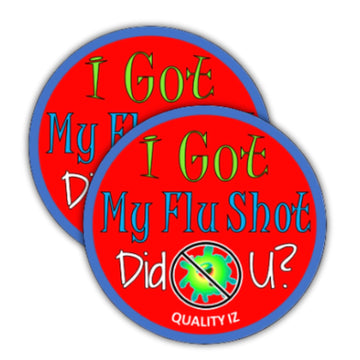 I Got My Flu Shot Did U, 2" Round, Red Stickers (50-Pk)
