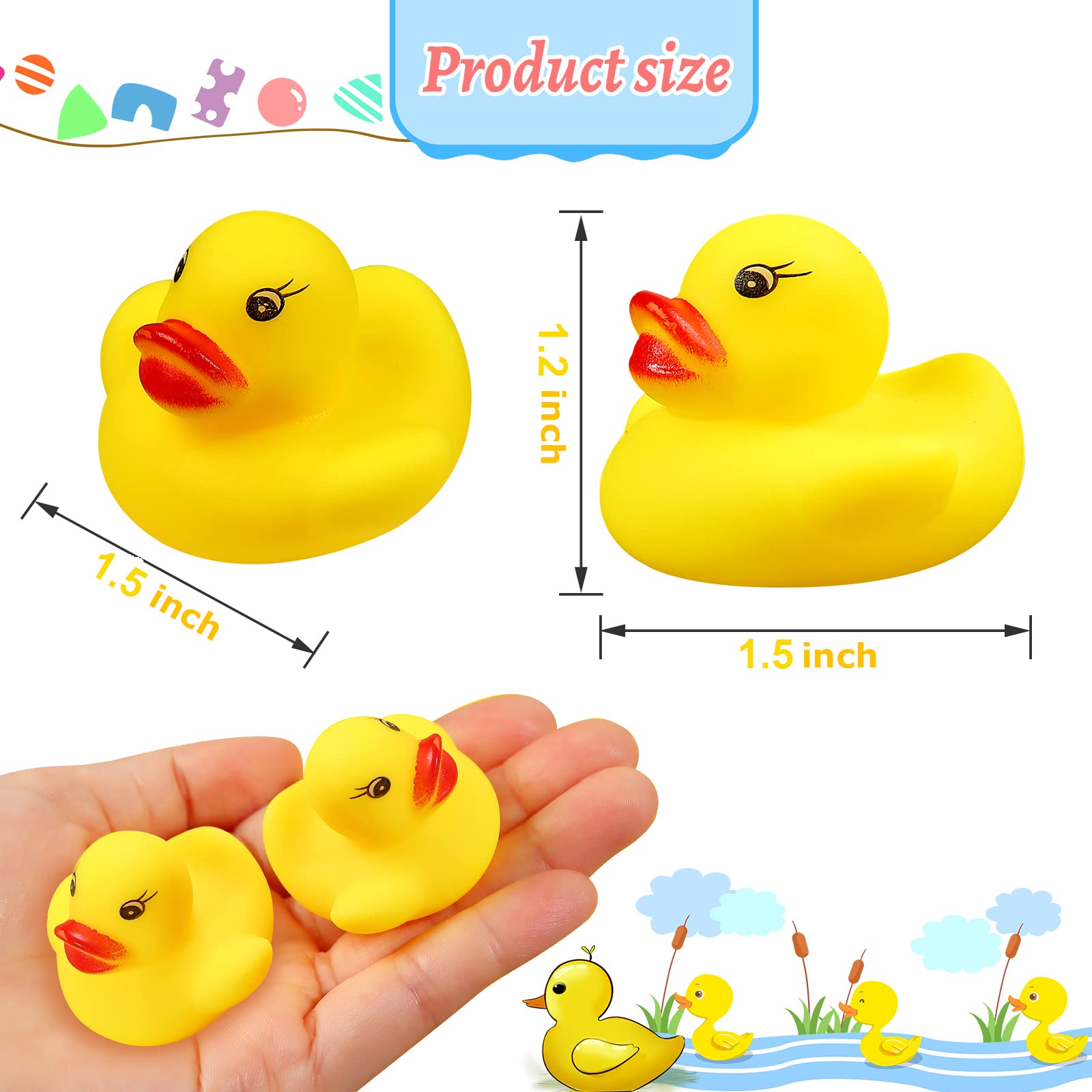 Rubber Ducks Bath Toys 50PCS Mini Ducks Bulk for Kids Baby Shower Decorations Birthday Party Favors Gift Classroom Summer Beach Pool Activity Carnival