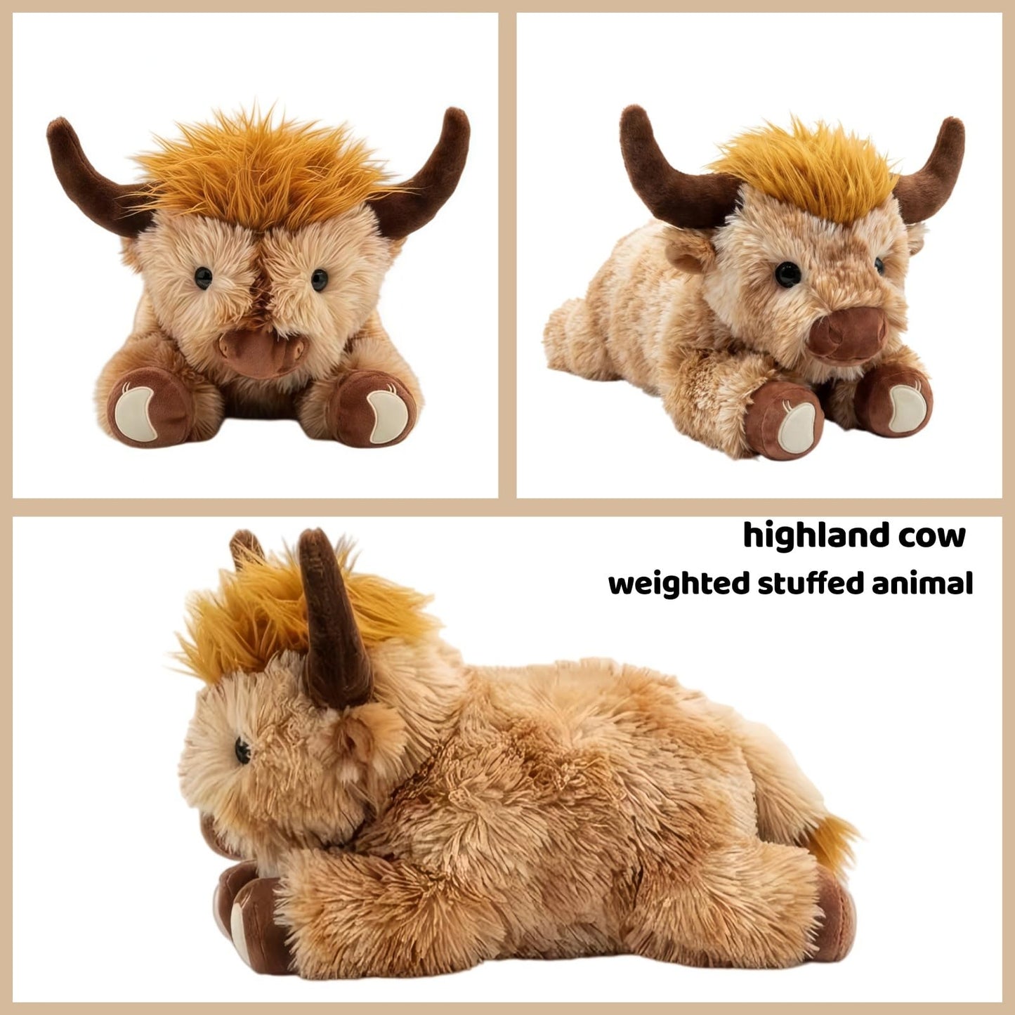 Wuehuds 5Lbs Weighted Highland Cow Stuffed Animal, 22×14×12 Inch Plush Toy Pillow, Adorable Weighted Stuffed Animal for Kids & Adults, for Christmas