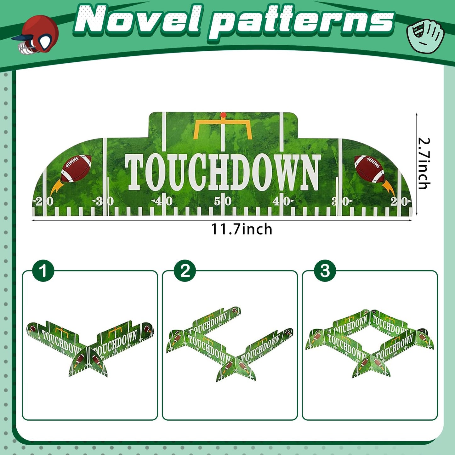 Mudder 8 Pcs Football Paper Lantern Sports Fan Party Decor Table Centerpiece Set Football Game Lantern with Stand Pieces for Game Day Tailgates
