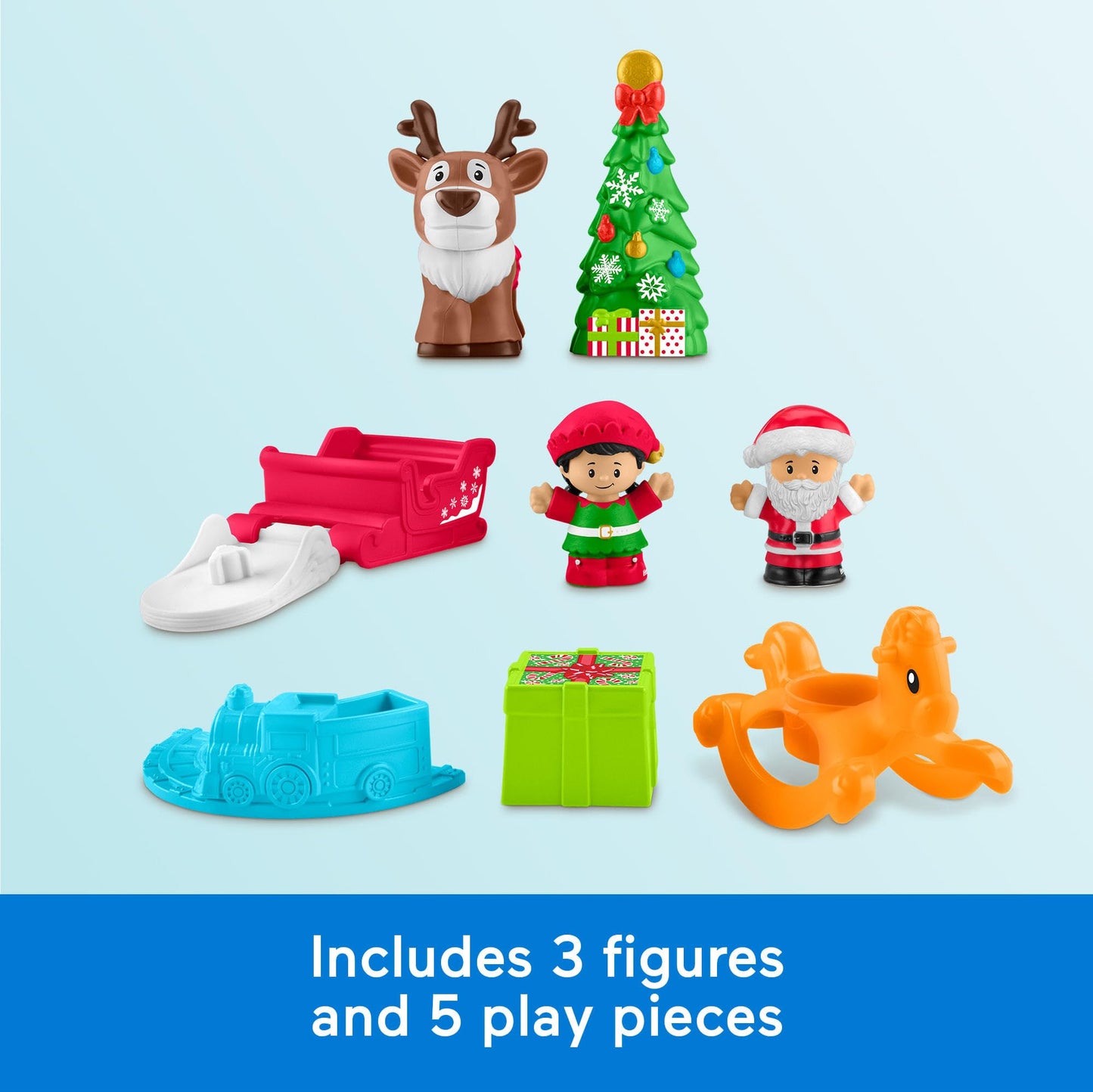 Fisher-Price Little People Toddler Toys Christmas Wonderland Gift Set with Santa Elf & Reindeer Figures for Ages 1+ Years (Amazon Exclusive)