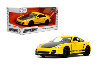 Jada Hyper-Spec 1:24 2007 Porsche 911 Turbo 997 Die-Cast Car, Toys for Kids and Adults(Yellow)