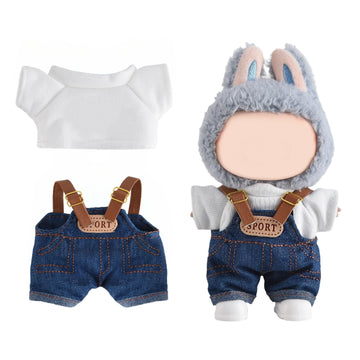 Elegant Doll Clothing for Labubu Acessories, Premium Doll Outfits for 4-7In Dolls, Optimal for Dolls Dressing Up(Blue Denim Overall, No Shoes