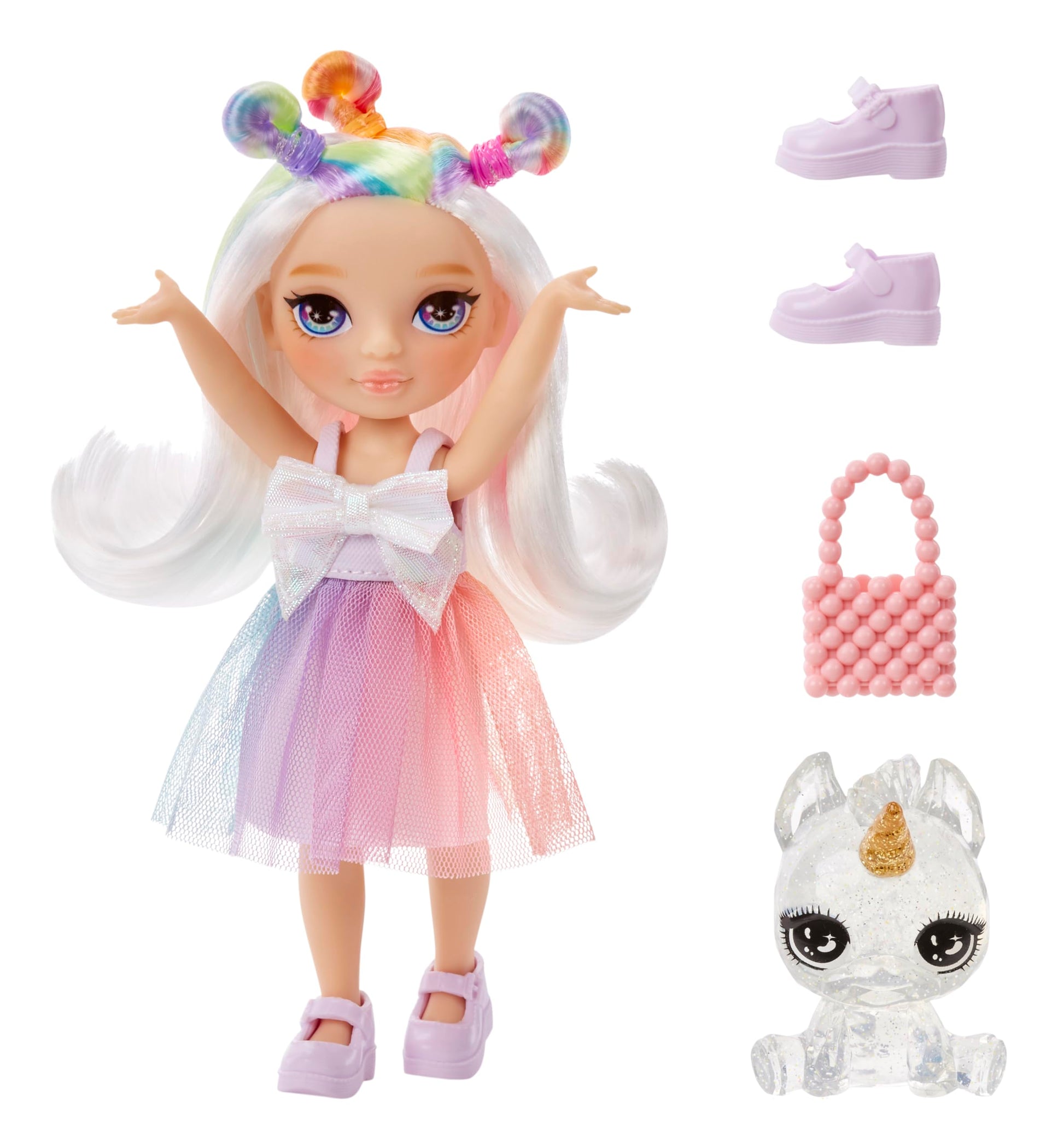 Rainbow High Littles - Opal Raine, Rainbow 5.5" Posable Small Doll with Purse, Magical Pet Unicorn, Girls Toy Gift, Kids Ages 4-12 Years