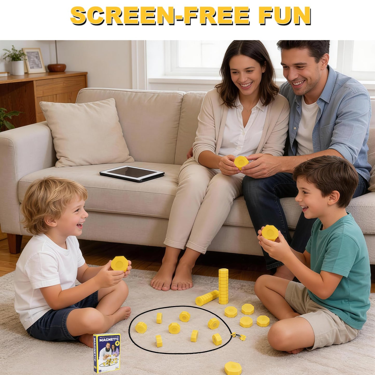 Magnetic Chess Game with String & Stones for Adults and Kids