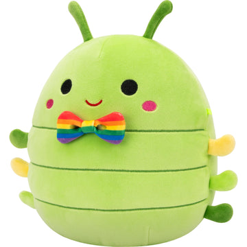 Squishmallows Original 8in Cortez the Green Caterpillar with Rainbow Bowtie - Official Jazwares Plush (Little)