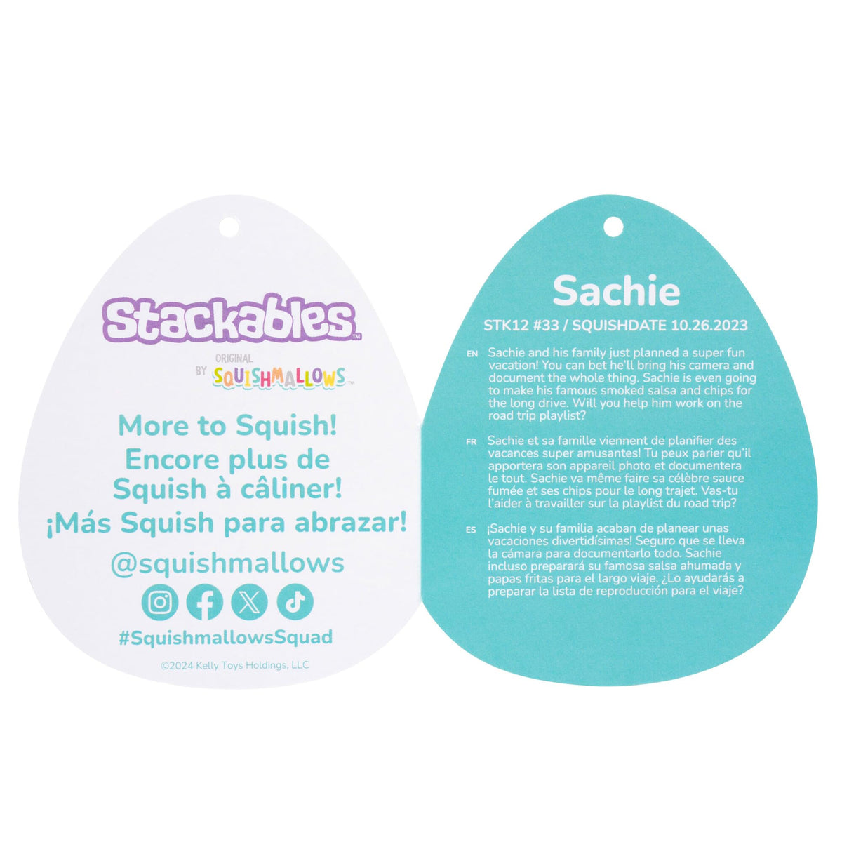 Squishmallows Original 12-Inch Sachie Grey Striped Shark Stackables - Official Jazwares Plush
