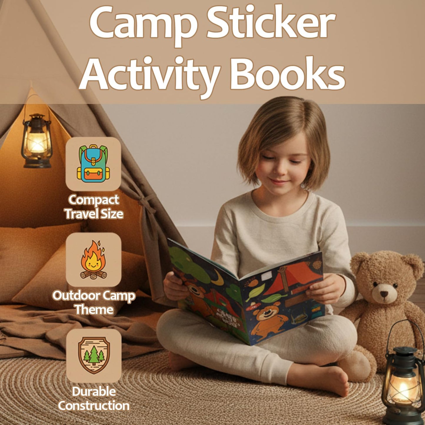 Fun Express - Camp Activity Book with Stickers - Stationery - Activity Books - VBS Vacation Bible School Supplies/Decor - 12 Pieces