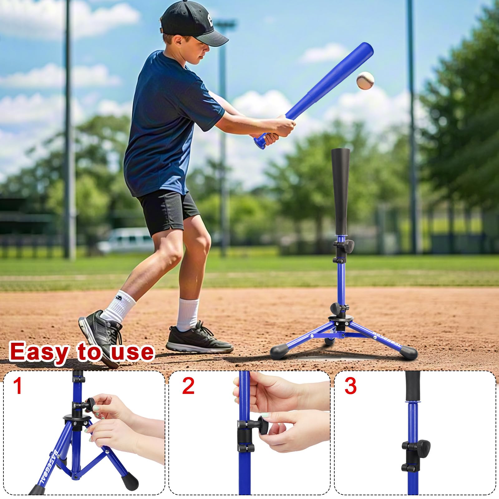 BaseGoal Baseball Batting Tee Ball Set for Kids and Youth,with Bat & Ball