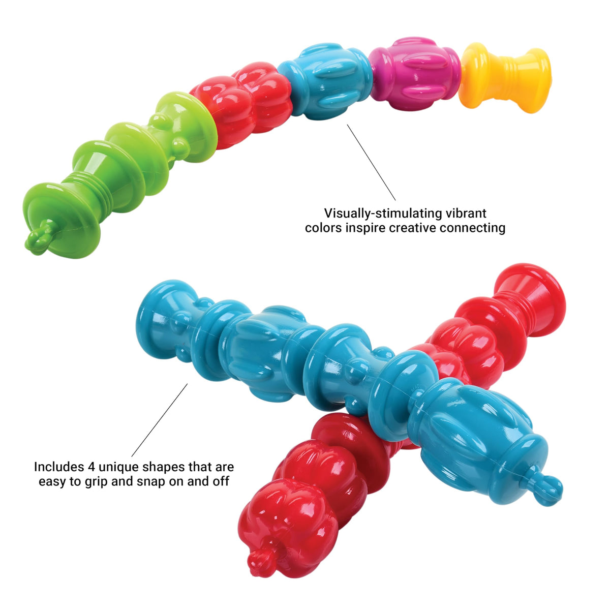Constructive Playthings Colorful Snap Beads Set for Children and Toddlers Ages 1+, Pop Beads Arts and Craft Developmental Kids STEM Toy Set
