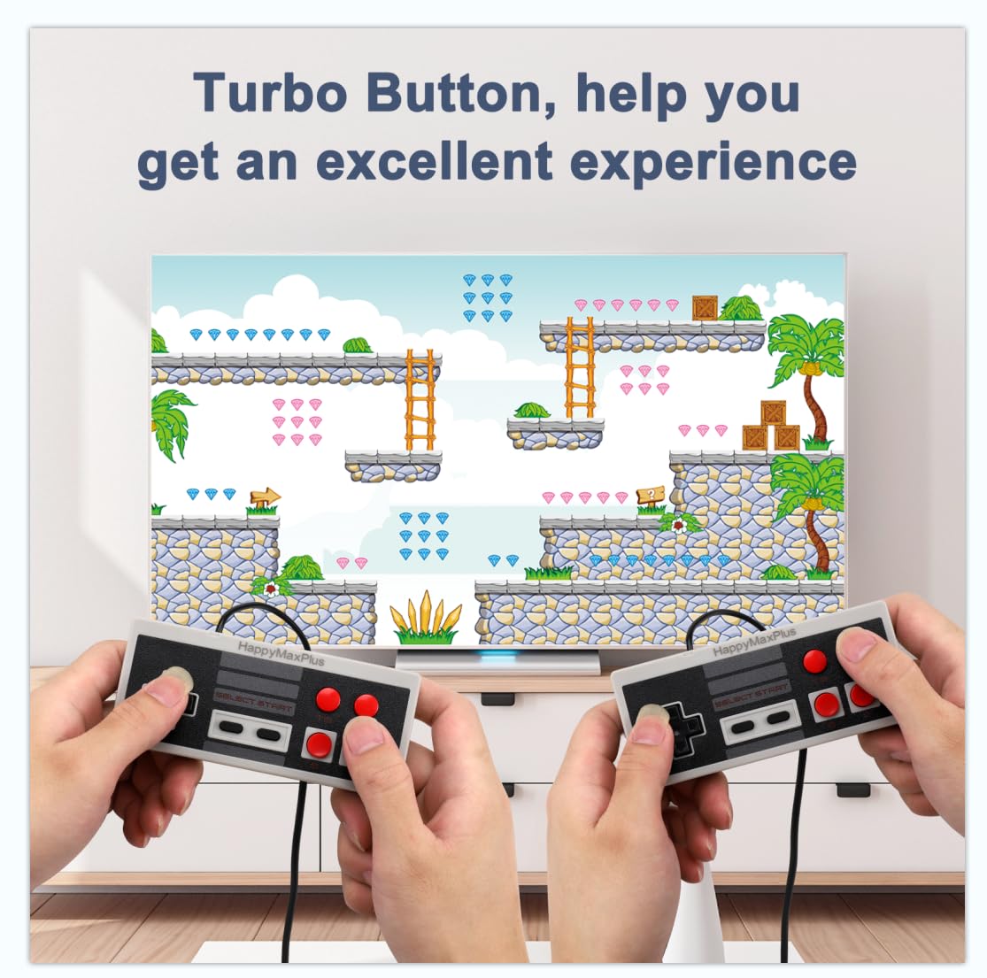 happymaxplus Retro Classic Controller Design for AV 620 HD 621 HD 821 Retro Classic Game Consoles Plug-and-Play Wired Video Game Consoles 9 Pin Plug 2