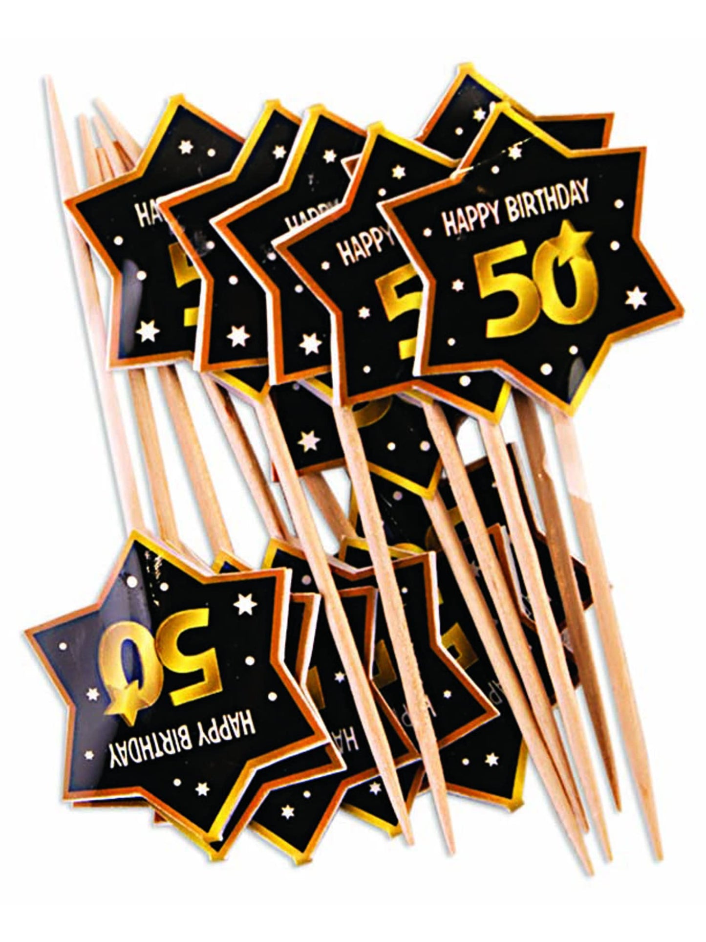 Forum Novelties X81643 50th Birthday Party Picks, Black, Gold, White