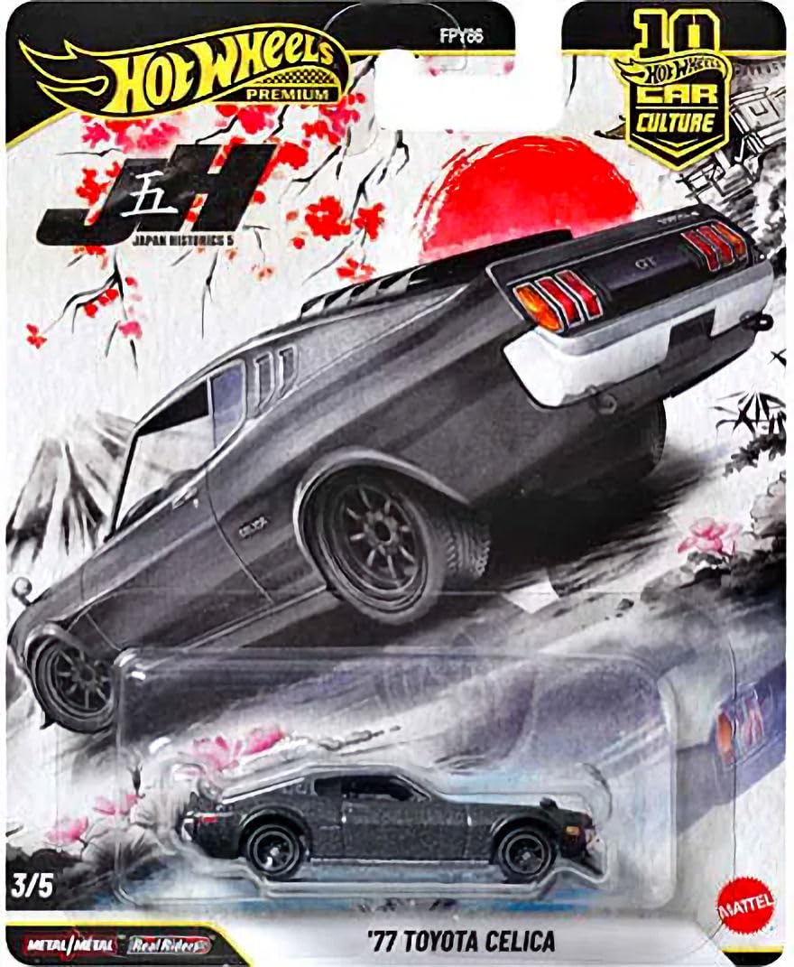 Hot Wheels Japan Historics 5 Premium Car Collection, 5-Pack Diecast Set with Nissan Skyline, Toyota Trueno, Celica, Datsun 620, Honda CRX, Car Culture