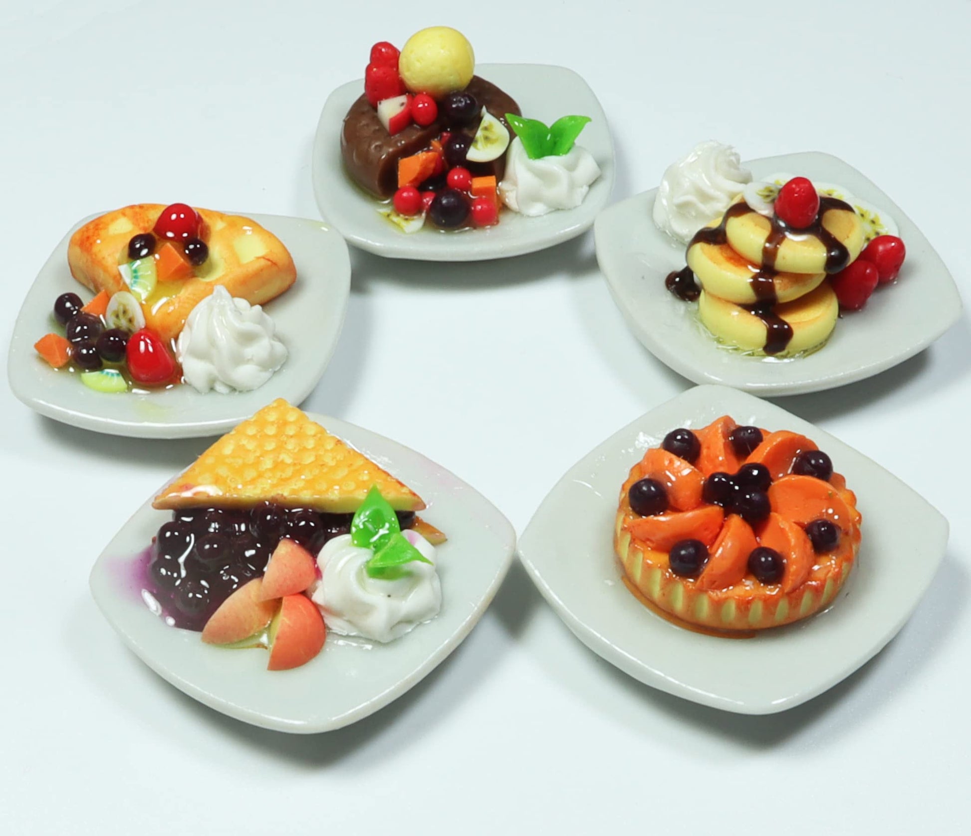 ThaiHonest 5 Dollhouse Miniatures Pancake, Pie and Waffles Food Supply Handcrafted,Tiny Food