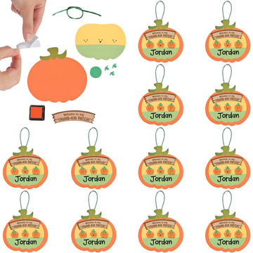 Fun Express Thumbprint Pumpkin Patch Craft Kit - Makes 12 - DIY Halloween Crafts for Kids