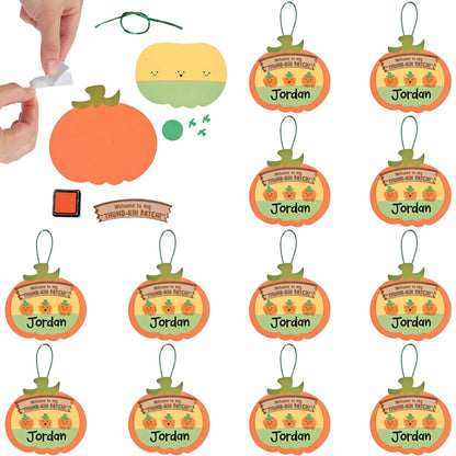 Fun Express Thumbprint Pumpkin Patch Craft Kit - Makes 12 - DIY Halloween Crafts for Kids